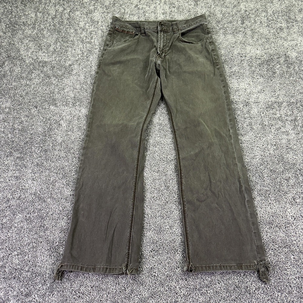 Express Jeans Mens 34 Green Straight Regular Fit Denim Distressed Casual
